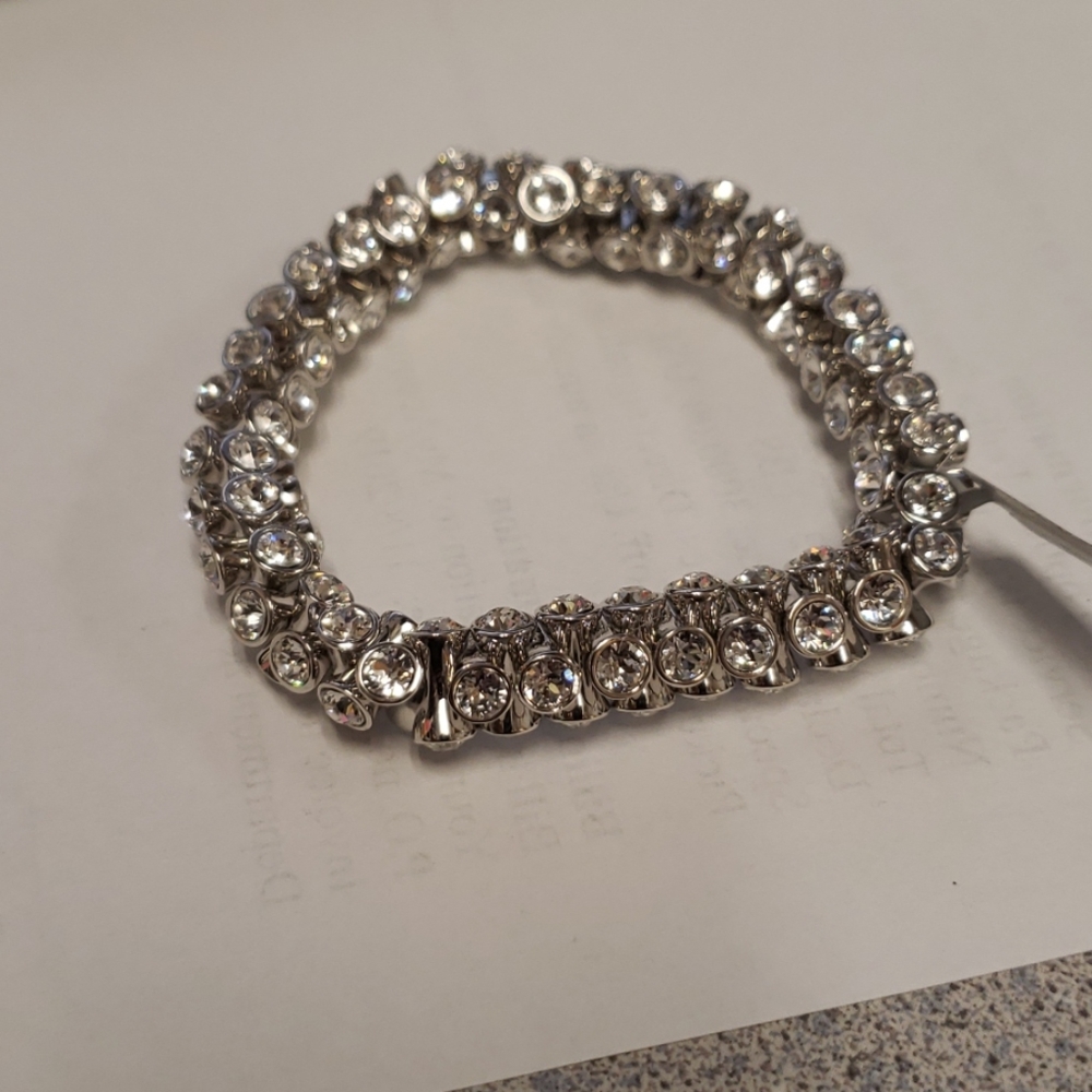 Sterling silver CZ diamond stretch bracelet